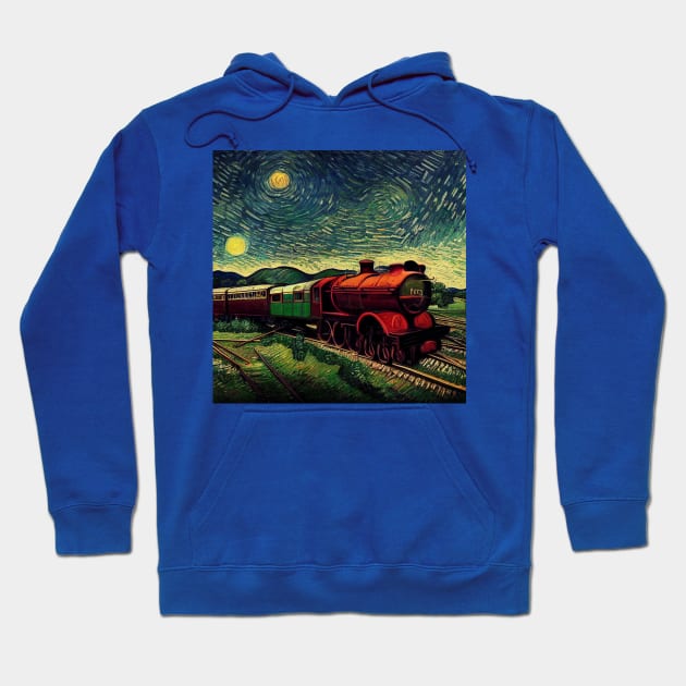 Starry Night Wizarding Express Train Hoodie by Grassroots Green